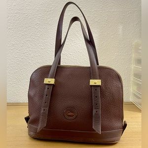 Dooney and Bourke Vintage Brown Leather Dome Tote Shoulder Bag Zip Satchel